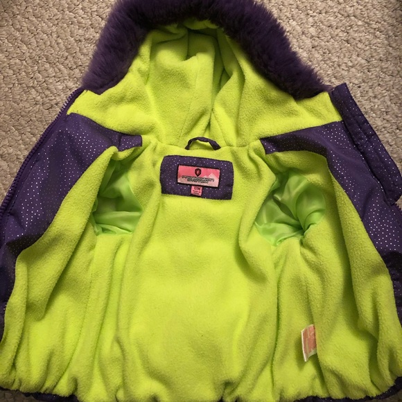 ❤️ 4/$20 Baby Girl Purple/Lime Green Winter Coat - Picture 2 of 5
